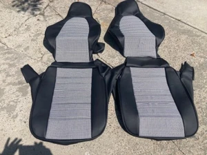 PORSCHE 944 924 911 STANDARD MANUAL SEAT KIT UPHOLSTERY BLACK/WHITE HOUNDS TOOTH - Bild 1 von 6