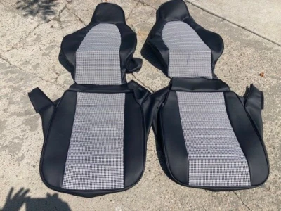 PORSCHE 944 924 911 STANDARD SEAT KIT NEW UPHOLSTERY BLACK/WHITE HOUNDS TOOTH - Image 1 of 4