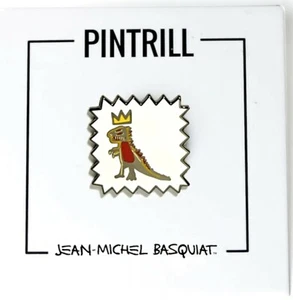 ⚡RARE⚡ PINTRILL x JEAN-MICHEL BASQUIAT Crowned T-Rex Pin *NEW* 👑 🦖 - Picture 1 of 3