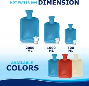 Rubber Hot Water Bottle Winter Warm Heat Aching Warmer Pain Relief - 1 Litre - Picture 1 of 16