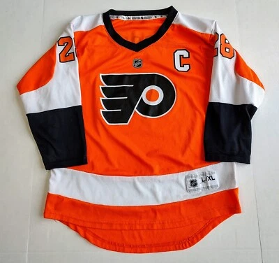 Футболка молодежная Philadelphia Flyers Клода Жиру L/XL оранжевая капитанская нашивка НХЛ NO28 - Изображение 1 из 4