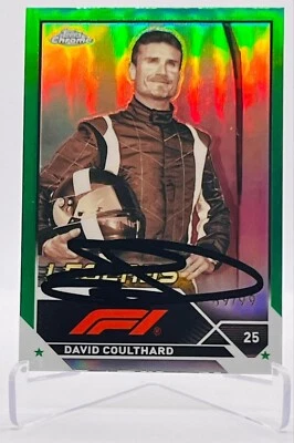 TARJETA PARALELA VERDE CROMADA TOPPS FIRMADA POR DAVID COULTHARD FÓRMULA 1 89/99 F1 Foto 1 de 4