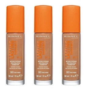 3 X Rimmel London Lasting Radiance Foundation 303 True Nude SPF25 30ml MAKE-UP - Picture 1 of 5
