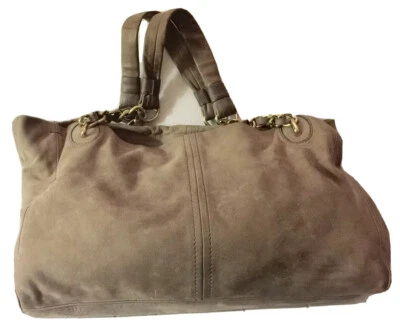 ÚNICO BOLSO DE MANO BANANA REPUBLIC BANDOLERA CUERO MARRÓN CREMALLERA CADENA STRP Foto 1 de 4