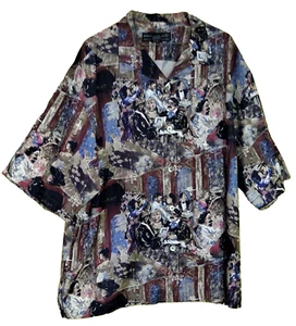 Guy Buffet Kunstmotiv Hawaii-Stil Seidenhemd Herren Größe XL viktorianische Paare - Bild 1 von 13