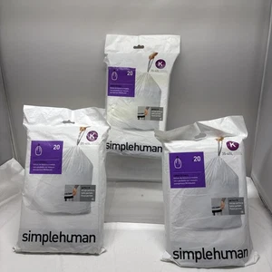 3 x Simple Human 35-45L. Size K White Trash Bags = 60 Total Bags *READ* (B81 - Picture 1 of 9