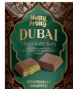 *3-PIECES* Nutty Fruity DUBAI CHOCOLATE BARS Pistachios & Crunchy Kadayif BB8/26 - Picture 1 of 3