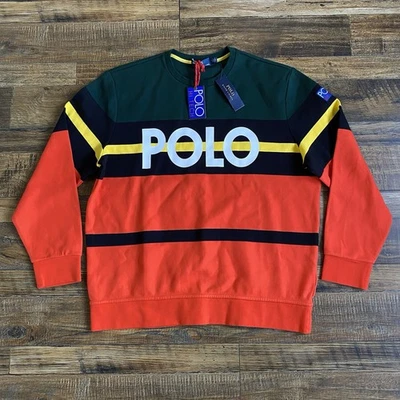 Polo Ralph Lauren двойной трикотажа Hi Tech толстовка размер XL 446054 зеленый/оранжевый трудно найти - Изображение 1 из 4