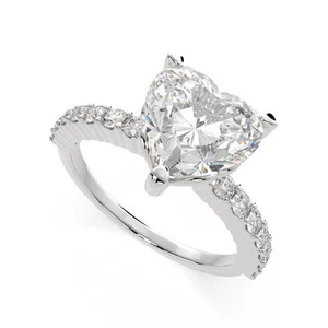 3.85 Ct Heart Cut Diamond Engagement Ring SI1 E White Gold 14k - Picture 1 of 8