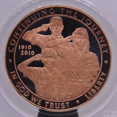 PCGS PR-70 DCAM TONED! 2010-P BOY SCOUTS OF AMERICA DOLLAR - Image 1 of 3