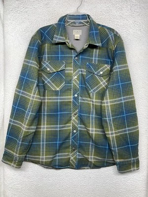 LL Bean Shirt Mens XL Green Plaid Waffle Lined Workwear Flannel Jacket Shacket - Image 1 of 4