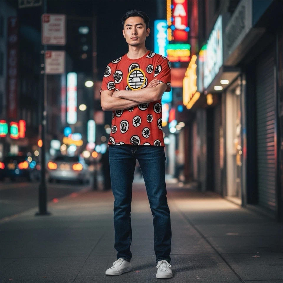 Camiseta DRAGONBALL Z Anime Para Hombres XL Roja Goku Kanji Símbolos Camiseta Estampada por Todas Partes Foto 1 de 4