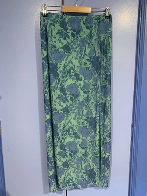 Falda midi de malla Free People Rosalie, talla pequeña, nunca usada, azul y verde floral Foto 1 de 4