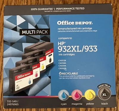 HP OfficeJet 932XL 933 Tintenpatrone Schwarz Cyan Magenta Gelb Multipack NEU - Bild 1 von 3