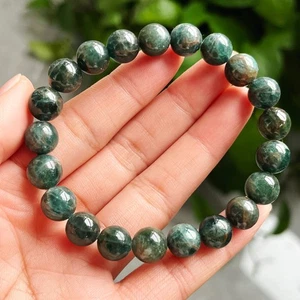 9mm Natural green Kyanite Cat Eye Crystal Stretch Beads Bracelet AAA - Picture 1 of 6