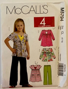 McCall’sPattern 5794 GIRLS 6 7 8 EASY TOP DRESS PANTS TANK TOP - 4 looks - Picture 1 of 2