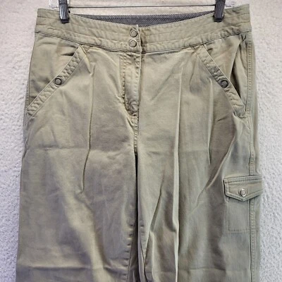 L.L. Bean Canvas Cargo Pants Womens 12 Tan Brown Snap  Stretch ID 0BGL9 - Image 1 of 4