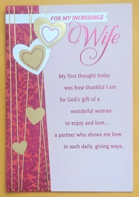 Tarjeta de felicitación de gran formato "Para mi increíble esposa" 5,5x8,0" (+sobre) Foto 1 de 4