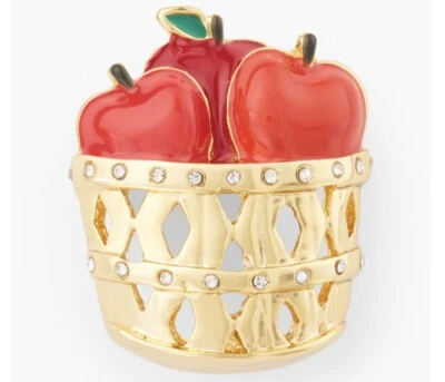 NUEVO CON ETIQUETAS Talbots Mujer Tono Dorado CESTA DE MANZANAS Prendedor Broche Joyería $49.50 Foto 1 de 3