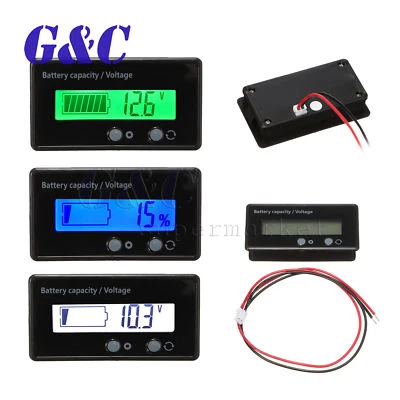 GCSUPERMARKET 12/24/36/48V Acid Lead Lithium Battery Capacity Indicator 6-63V LCD Voltmeter