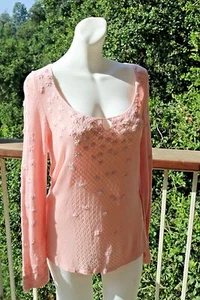 XS Express carina uncinetto tessuto floreale rosa rosa nuova con etichette blusa scoop - Foto 1 di 5