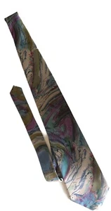 Vintage Bugle Boy 80's 90's Mens Retro Necktie Tie Blue Purple Green Abstract - Picture 1 of 5