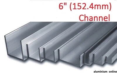 ALUMINIUM CHANNEL U  PROFILE 6" (152.4mm),3 variations, Lengths 100mm - 2500mm - Image 1 of 4