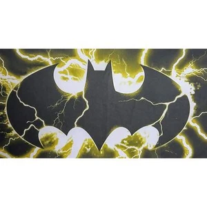 Batman Logo Polyester T-Shirt. Men's XL. Retro DC Comics Yellow Lightning - Picture 1 of 6