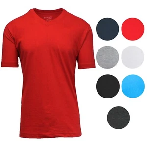 Mens Short Sleeve V-Neck T-Shirts Solid Colors Lounge Active Undershirt 4-PACK - Picture 1 of 10