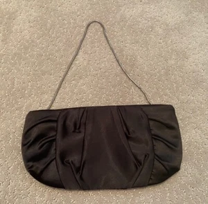 Steve Madden Womens Handbag Size S Black Satin Clutch Purse Great Condition - Picture 1 of 9
