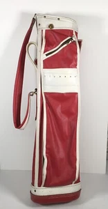 Vintage Staff Model Red And White Faux Leather 3 Way Golf Bag W/Carrying Handle - Picture 1 of 20
