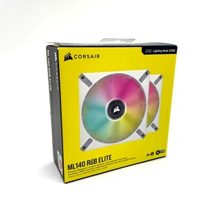 CORSAIR ML140 RGB Elite Fan 140mm with Lighting Node CORE (2-Pack) - White - Picture 1 of 3