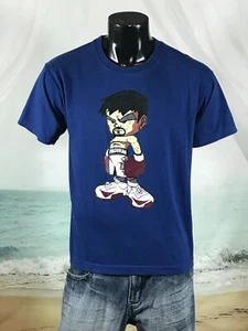 MANNY PACQUIAO Living Legend Caricature SHIRT L Blue YALEX Gold Boxing Filipino - Picture 1 of 5