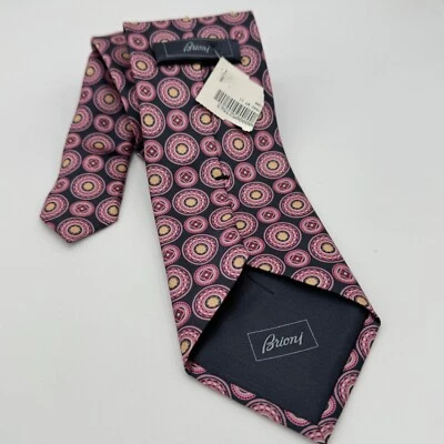 BRIONI Corbata Geométrica Floral Para Hombre 3.75" 100% Seda Hecha a Mano Italia NUEVA Foto 1 de 4
