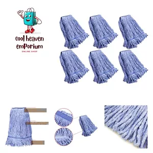 String Mop Heads Replacement Heavy Duty Commercial Grade Blue Cotton Looped E... - Picture 1 of 8