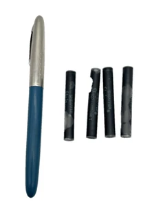 Vintage c1960 Sheaffer Turquoise Skripster Fountain Pen USA & 4 Cartridges - Picture 1 of 14