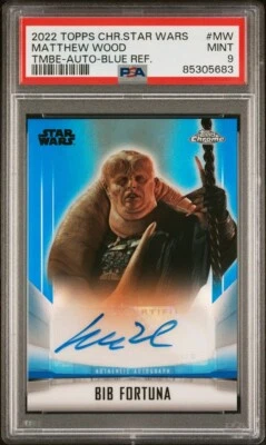 Topps Star Wars Auto Matthew Wood As Bib Fortuna Blue Refractor 41/150 PSA 9 - Image 1 of 2