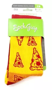 Sockguy Delivery Crew Pizza Cycling Socks, Size 5 - 9 (S/M), Yellow/Red/Orange - Picture 1 of 12