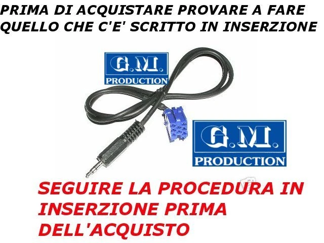 Cavo audio AUX IN iPod iPhone Mp3 Alfa 147 156 GT radio 937 Leggere bene! 1,4MT - Immagine 1 di 1