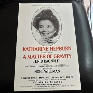 Vintage Playbill Flyer Katharine Hepburn A MATTER OF GRAVITY 1975 Reeve - Picture 1 of 2