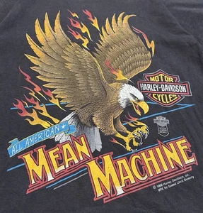 Vintage Harley Davidson Mean Machine 1988 Single Stitch Tee Size Youth Medium - Picture 1 of 8