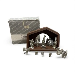 Vintage 1982 Spoontiques #682 Zinn Krippe Stall mit 13 Figuren - Bild 1 von 12