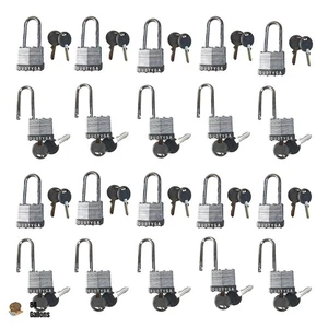 20-Pack Laminated Keyed Alike Padlock Set -3/4”(45mm) Wide Long Shackle - Picture 1 of 9