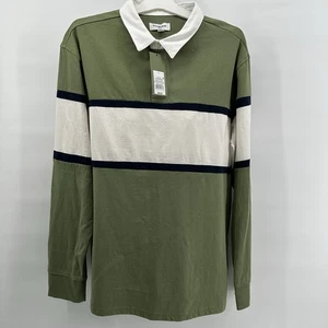 Goodfellow & Co Herren Langarm Rugby Poloshirt Hubschrauber Grün Neu mit Etikett - Bild 1 von 12