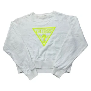 Sudadera Guess Logo Grande Bordado Y2K Blanco Jersey Mujer Pequeña Uk6 - Imagen 1 de 7