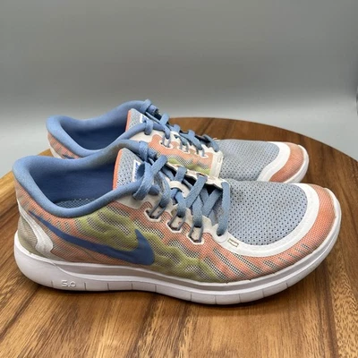 Nike Free 5.0 Zapatos Niños 7 Y Azul Rosa Correr Cómodo Caminar Gimnasio Tenis Foto 1 de 4