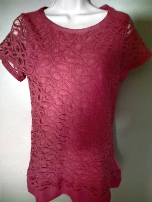 The Limited Mauve Lace Lined Top Cottage Core Pretty In Pink Size M - Image 1 of 4