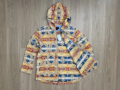 NUEVO CON ETIQUETAS Pendleton Sudadera con Capucha Doble Suave Grande Para Mujer XS Beige Estampado Geométrico MUESTRA Foto 1 de 4