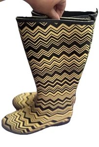 MISSONI for Target Black White Zig Zag Rain Boots 7 37 - Picture 1 of 7