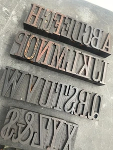 12 Line Antique Thin Slab Serif Wood Type Font Letterpress - Picture 1 of 6